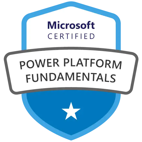 Microsoft Certified: Power Platform Fundamentals,Earners of the Power Platform Fundamentals certification are users who aspire to improve productivity by automating business processes, analyzing data to produce business insights, and acting more effectively by creating simple app experiences.